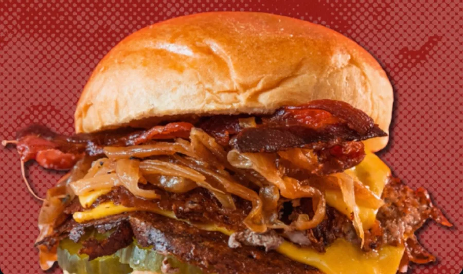 Gogo Burguer doble con tocino y cebolla caramelizada